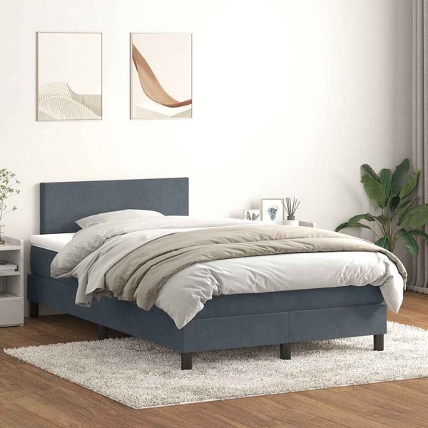 vidaXL Posteľný rám boxspring s matracom tmavosivý 120x220 cm zamat