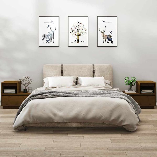 vidaXL Nočné stolíky 2 ks medovo-hnedé 60x34x51 cm borovicové drevo