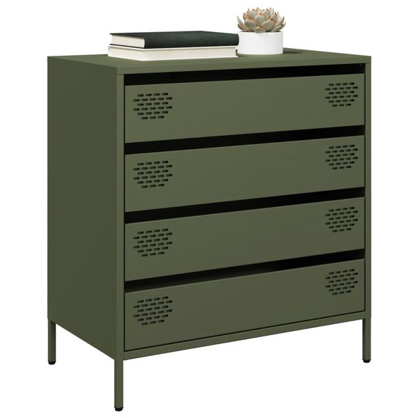 vidaXL Komoda olivovozelená 68x39x73,5 cm oceľ valcovaná za studena