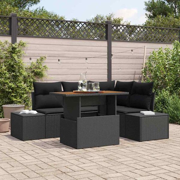 vidaXL Súprava záhradných pohoviek s úložiskom 5 pcs Čierna Poly ratan