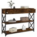 vidaXL Konzolový stolík dymový dub 100x28x75 cm kompozitné drevo