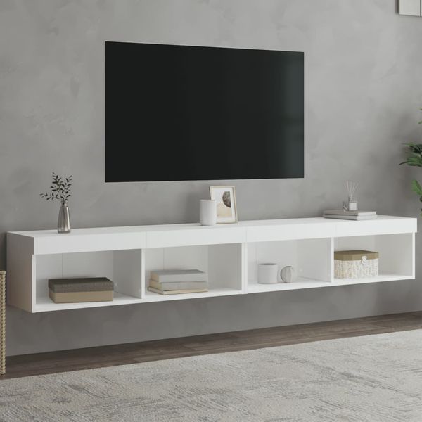 vidaXL TV skrinky s LED svetlami 2 ks biele 100x30x30 cm