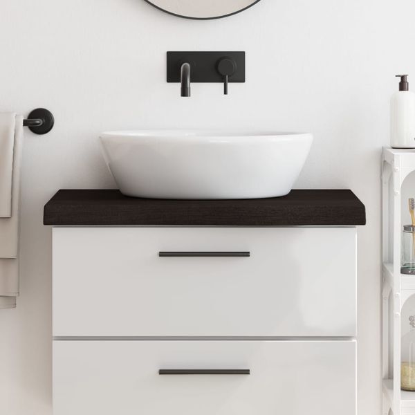 vidaXL Kúpeľňová doska tmavohnedá 80x30x(2-6) cm ošetrený masív