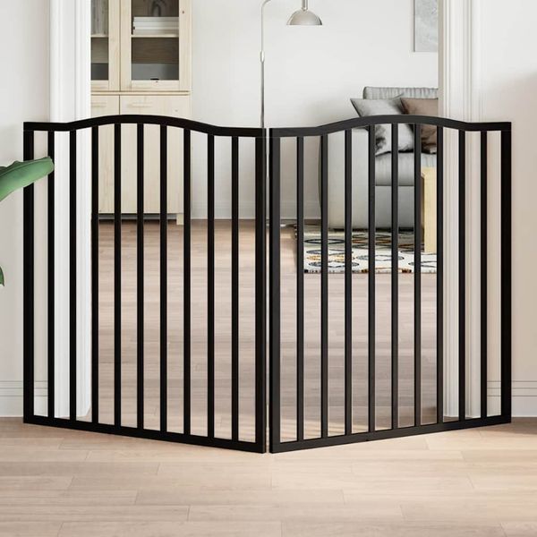 vidaXL Brána pre psa skladacia 2 panely čierna 160 cm topoľové drevo