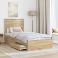 vidaXL Rám postele Sonoma dub a striebro 75 x 190 cm Kompozitné drevo