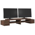 vidaXL Stojan na monitor s policou hnedý dub 100x27x15 cm komp. drevo