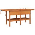 vidaXL Pracovný stôl so zásuvk. a zverákmi 192x62x83 cm akáciový masív