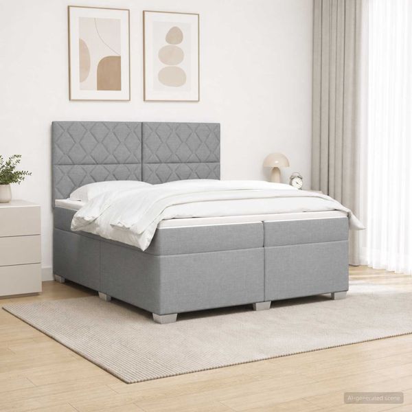 vidaXL Posteľ boxspring s matracom Svetlosivá 200 x 200 cm Látka