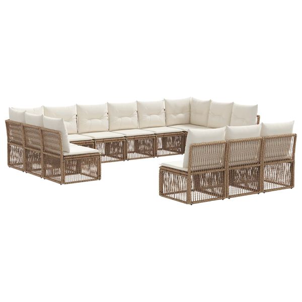 vidaXL Súprava záhradných pohoviek 13 pcs Béžová polyratan