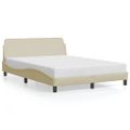 vidaXL Rám postele Dover krémová 140x190 cm látka