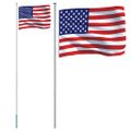 vidaXL Vlajka USA a tyč 6,08 m hliník