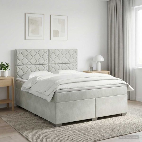 vidaXL Posteľ boxspring s matracom Svetlosivá 140 x 190 cm Zamat