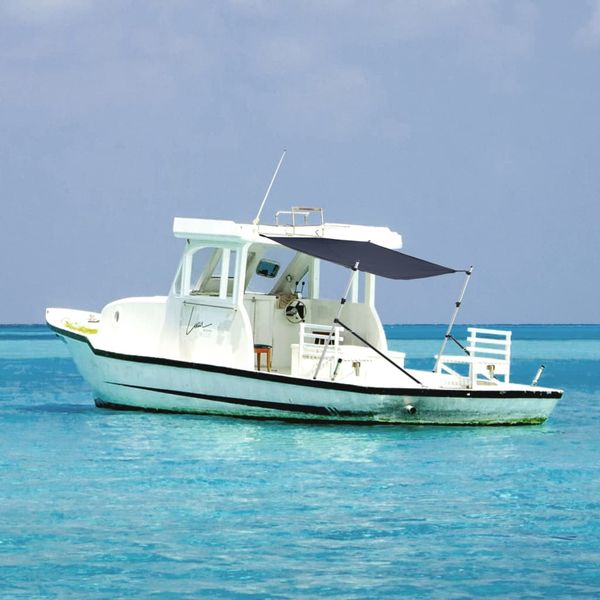 vidaXL Tieniaci nadstavec v tvare T námor. modrý 174x205x(115-194) cm