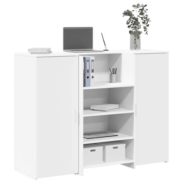 vidaXL Recepčný pult biely 135x50x103,5 cm, umelé drevo