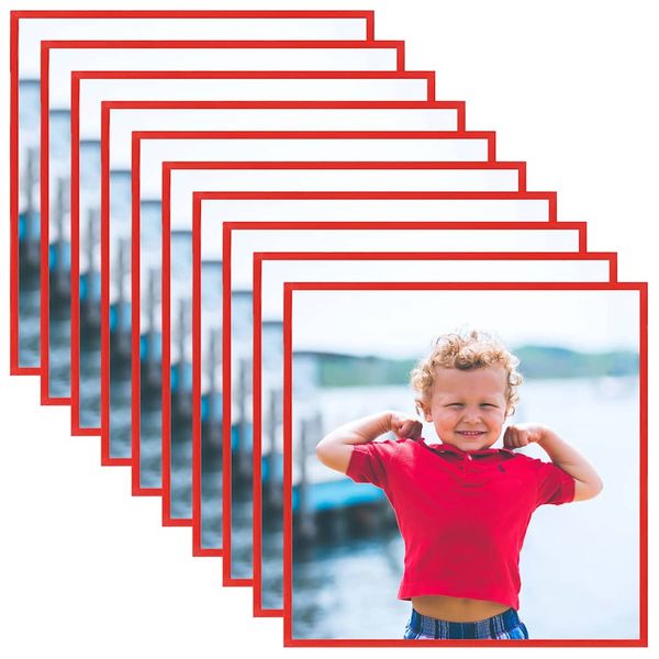 vidaXL Fotorámiky na stenu alebo stôl 10 ks červené 20x20 cm MDF