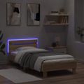 vidaXL Posteľný rám s čelom a LED svetlami dub sonoma 75x190 cm