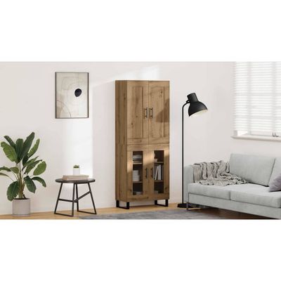 vidaXL Highboard Remeselný dub 69,5 x 34 x 180 cm Kompozitné drevo