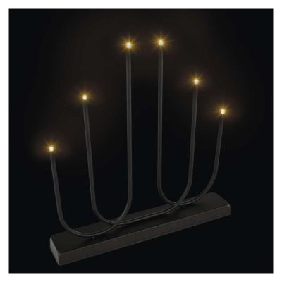 LED svietnik kovový čierny, 40 cm, 2x AA, vnútorný, teplá biela