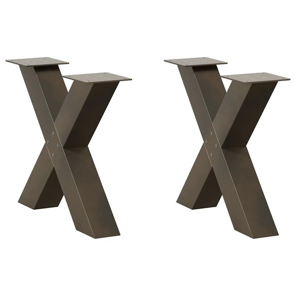 vidaXL Nohy konferenčného stolíka v tvare X, 2 ks, prírodná oceľ, 50 x (42-43) cm, oceľ