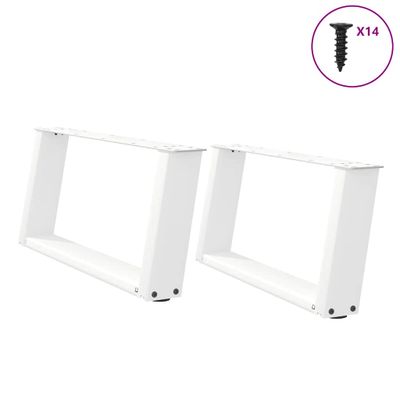 vidaXL Nohy konferenčného stolíka v tvare U, 2 ks, biele, 60 x (30-31) cm, oceľové