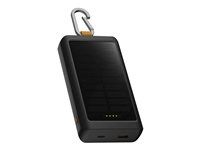Power banka - with solar and lamp - 10000 mAh - 20 watt - Super Charge - 2 výstupné konektory (USB-C, USB) - uhlíkovo čierna