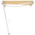 vidaXL Automatická markíza, LED a senzor vetra 350x250 cm, žltá/biela