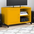 vidaXL TV skrinka horčicovožltá 68x39x43,5 cm oceľ