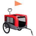 vidaXL Vozík pre domáce zvieratá na bicykel/beh 2-v-1, červeno sivý