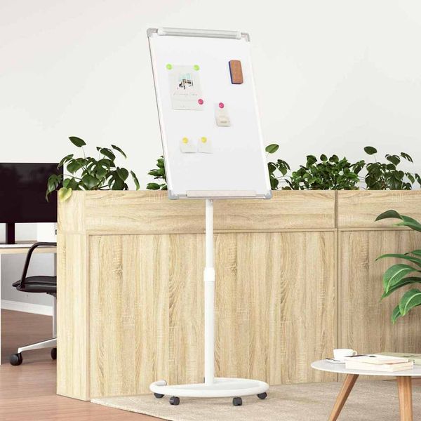 vidaXL Magnetická biela tabuľa Šedý a biely 62 x 62,5 x 197 cm EPS