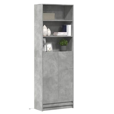 vidaXL Vysoká skrinka s LED betónovosivá 69x32,5x200 cm kompoz. drevo