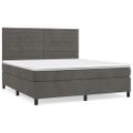 vidaXL Posteľný rám boxspring s matracom tmavosivý 160x200 cm zamat