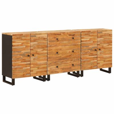 vidaXL Servírovacia skriňa 3 pcs Hnedá 60 x 33 x 75 cm