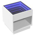 vidaXL Nočný stolík s nekonečnými LED biely 50x50x50 cm