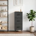 vidaXL Zásuvkový kabinet Čierna 33 x 34,5 x 89,5 cm Kompozitné drevo