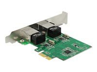 Delock PCI Express Card > 2 x Gigabit LAN - Sieťový adaptér - PCIe 1.1 nízky profil - Gigabit Ethernet x 2