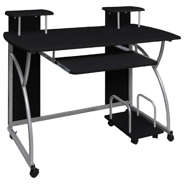 vidaXL Počítačový stôl čierny 110x52x88,5 cm spracované drevo