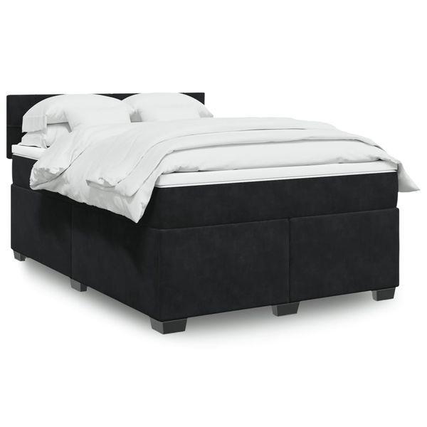 vidaXL Posteľný rám boxspring s matracom čierny 140x200 cm zamat