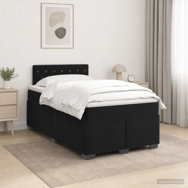 vidaXL Posteľ boxspring s matracom Čierna 120 x 200 cm Zamat