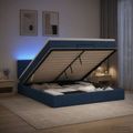 vidaXL Ottoman posteľ s matracom a LED Modrá 140 x 190 cm Látka