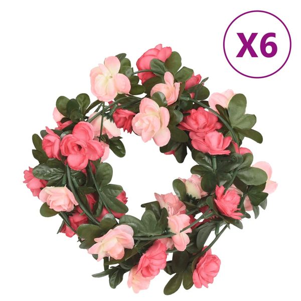 vidaXL Kvetinové girlandy 6 ks, ružové 240 cm