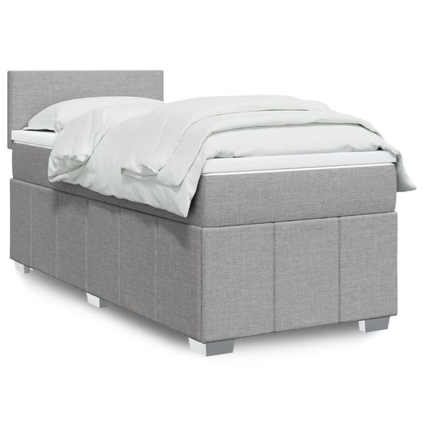 vidaXL Posteľný rám boxsping s matracom bledosivý 90x190 cm látka