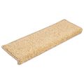 vidaXL Schodové rohože 15 ks 65x21x4 cm krémové s obdĺžnikovým okrajom