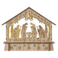 LED vianočný betlém drevený, 15 cm, 2x AA, vnútorne, teplá biela, časovač