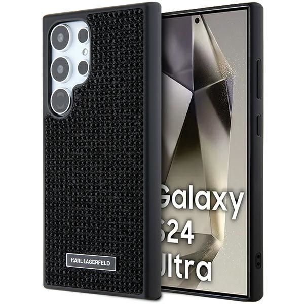 Obal Karl Lagerfeld pre Samsung Galaxy S24 Ultra KLHCS24LHDSPRK čierny HC RHINESTONE LOGO METAL PLATE