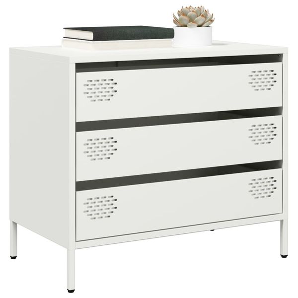 vidaXL Komoda biela 68x39x58,5 cm oceľ valcovaná za studena