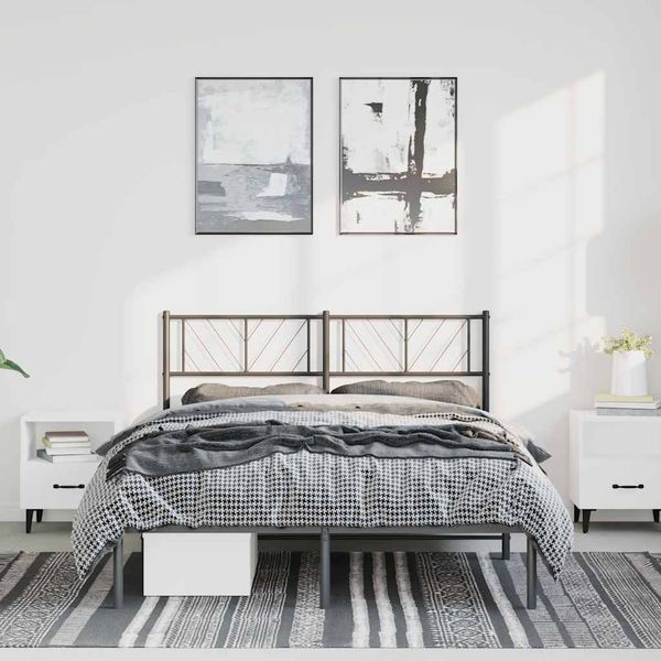 vidaXL Kovový rám postele s čelom čierny 135x190 cm