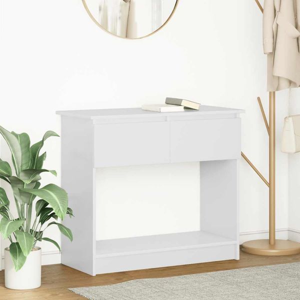 vidaXL Konzolový stolík so zásuvkami biely 85,5x38,5x74,5 cm