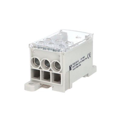 Blok na rozdelenie fáz PVB 160-6, 1pól., AL/CU, 160A, 690V, sivý, na DIN