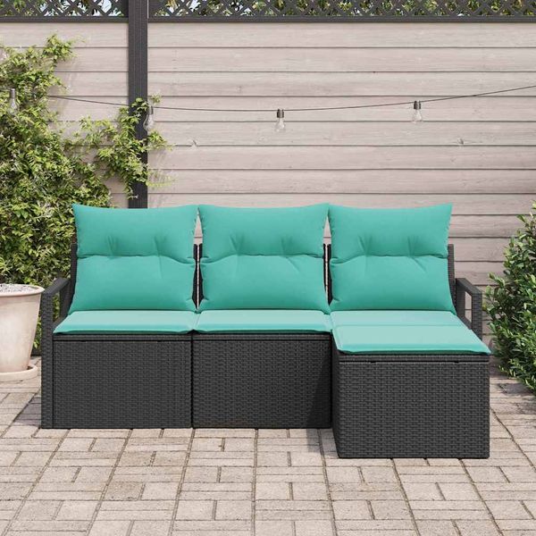 vidaXL Sada pohoviek 4 pcs Čierna polyratan