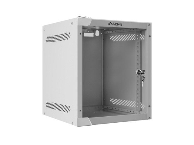 LANBERG RACKOVÁ SKRIŇA 10'' NÁSTENNÁ 6U/280X310 (FLAT PACK) S PRESKLENÝMI DVERMI ŠEDÁ